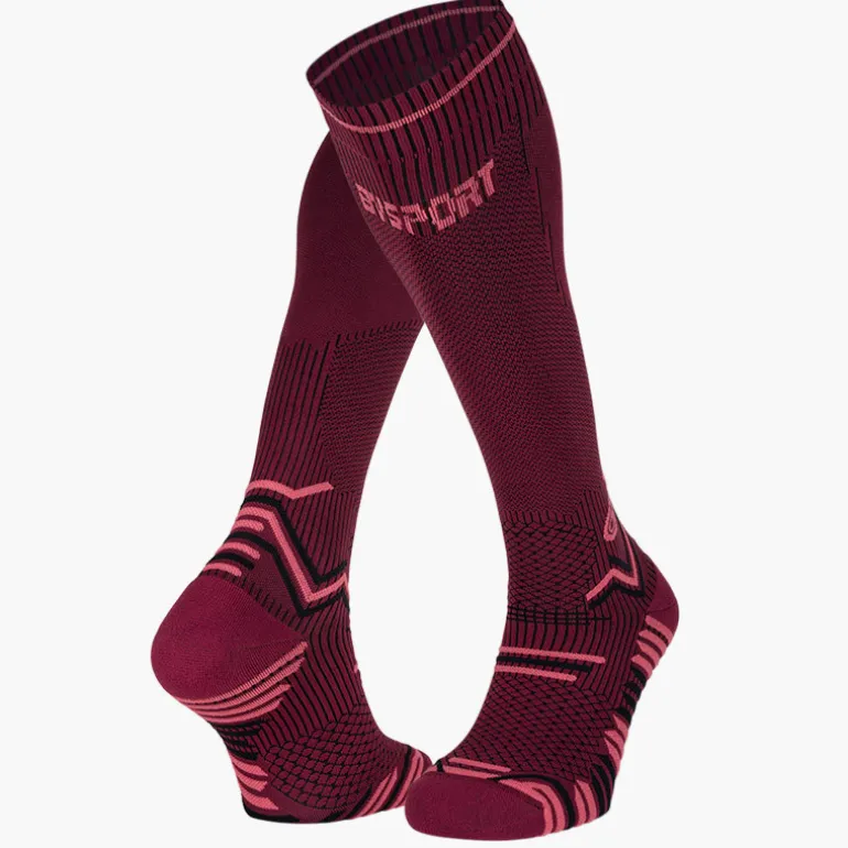 Chaussettes Trail compression bordeaux/rose