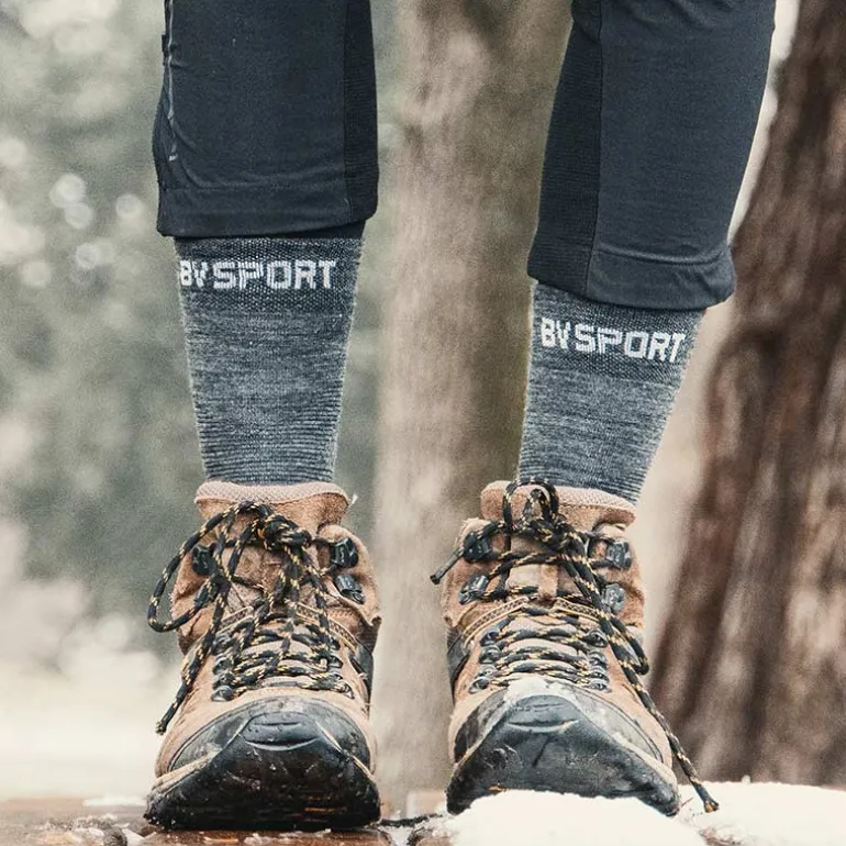 Chaussettes DOUBLE GR HAUTE "MERINOS" Anthracite