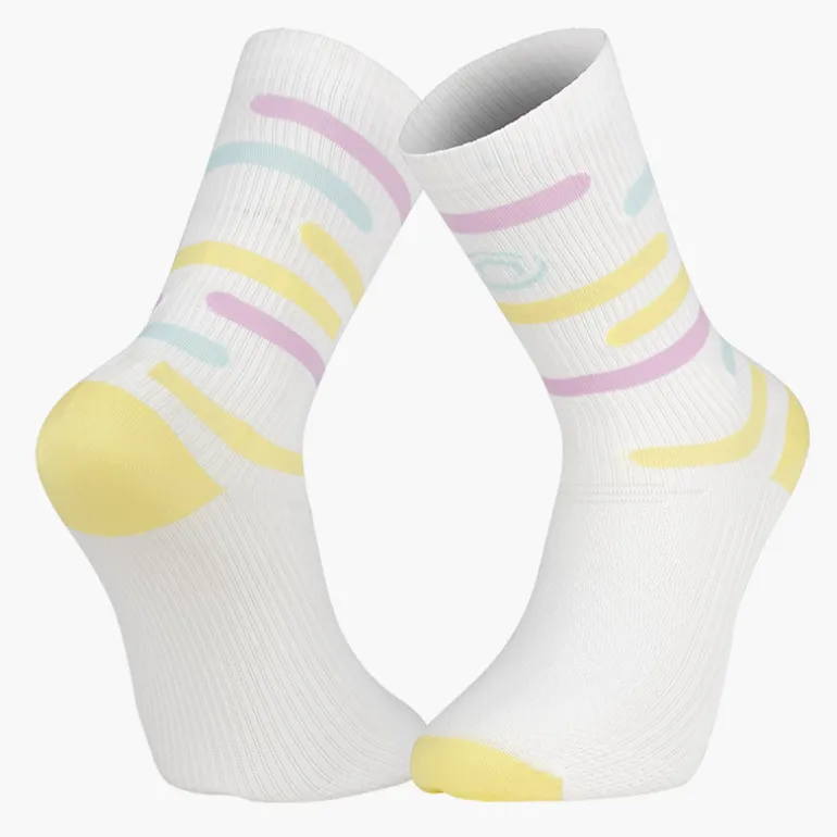 Chaussettes LIGHT RUN "RIO" Blanc/Jaune/Rose