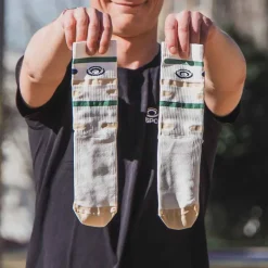 Chaussettes LIGHT RUN "RIO" Blanc/Vert/Beige