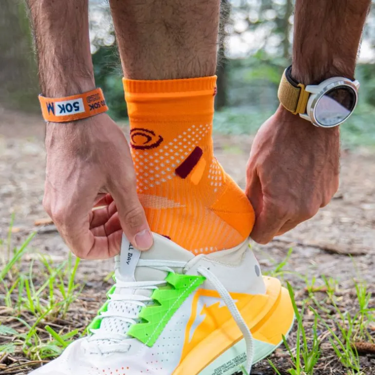 Chaussettes TRAIL ULTRA MID Orange/Bordeaux