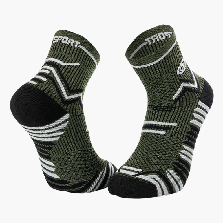Chaussettes TRAIL ULTRA vert kaki-noir