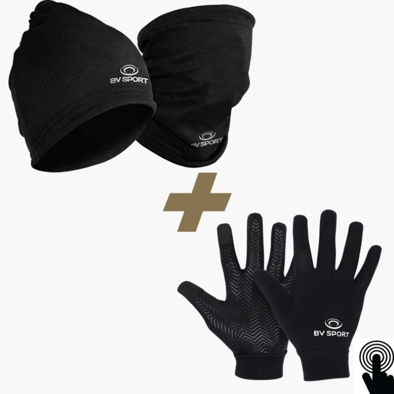 Pack hiver | Bonnet-tour de cou + gants tactiles noir