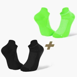 Pack x2 | Socquettes ultra-courtes running Light 3D noir/vert