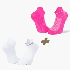 Pack x2 | Socquettes ultra-courtes running Light 3D blanc/rose