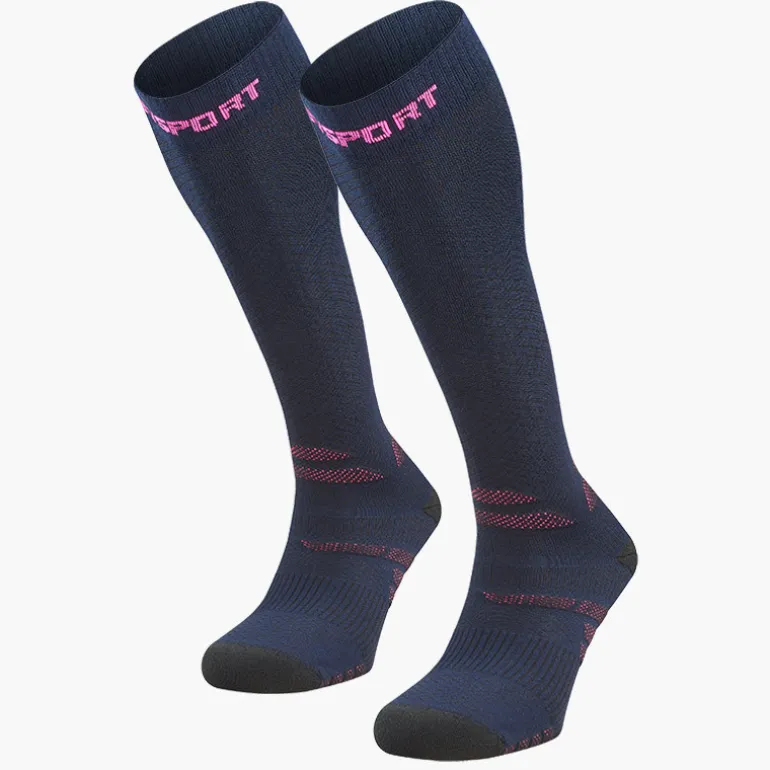 Trek compression EVO bleu/rose - Chaussettes randonnée