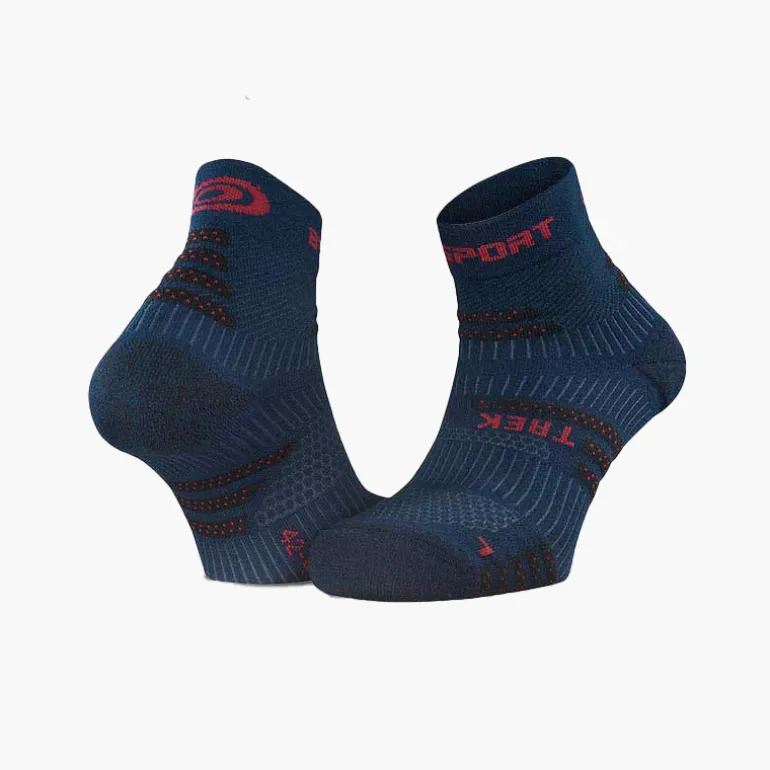 TREK EVO bleu/rouge - Socquettes randonnée